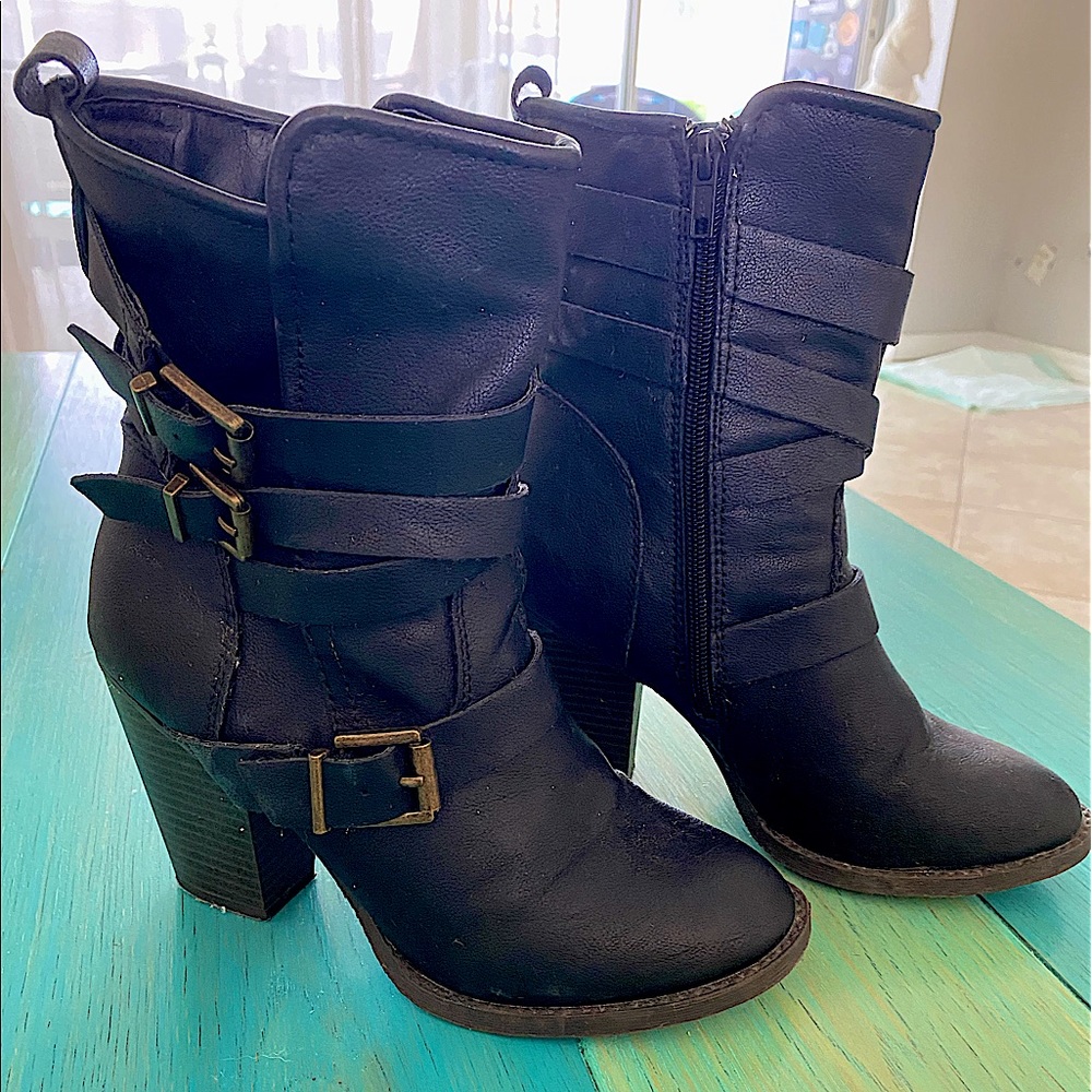 Faux Leather Ankle Boots
